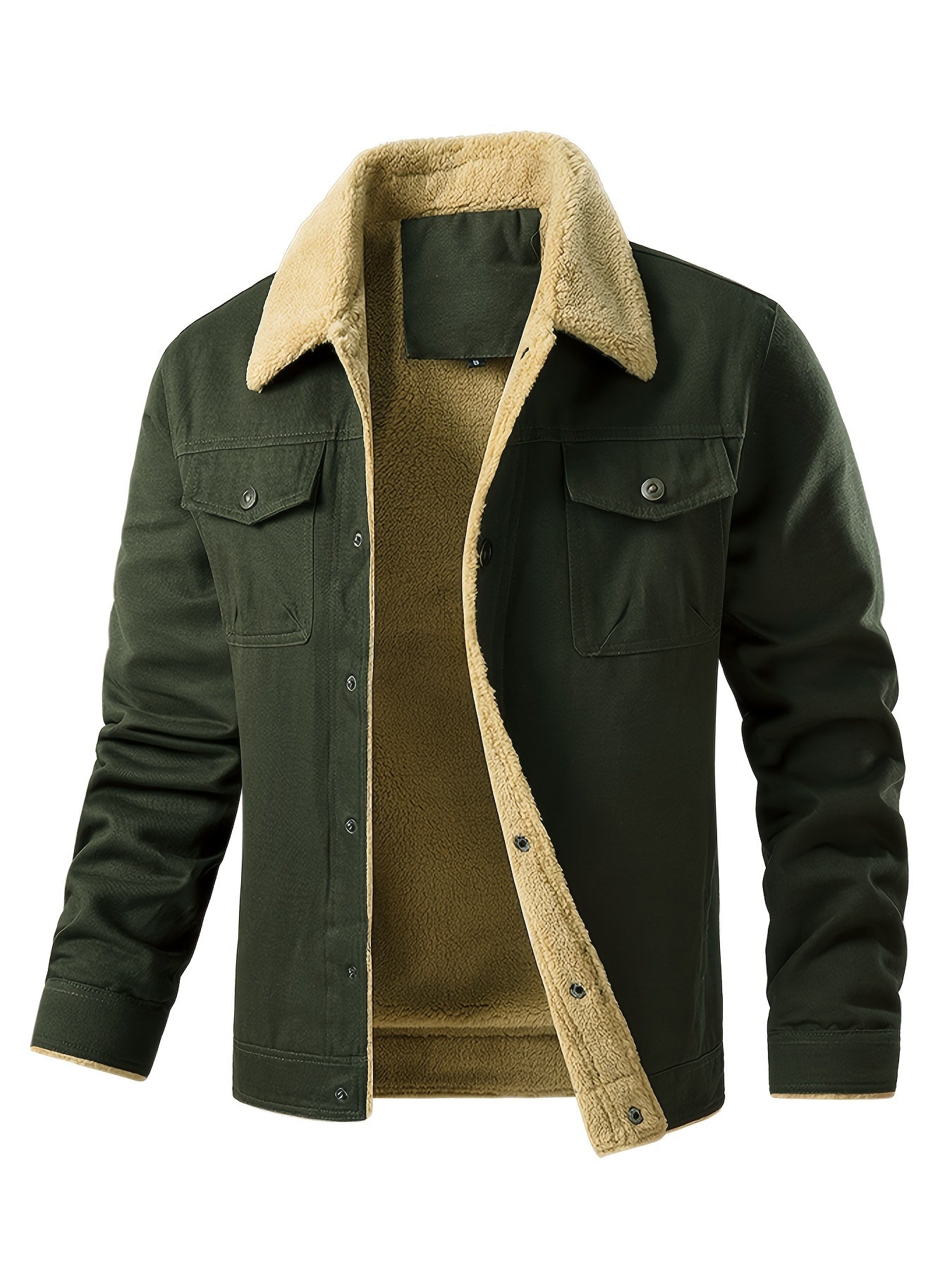 Chaqueta de trabajo para hombre con forro polar - Abrigo con cuello de borreguillo