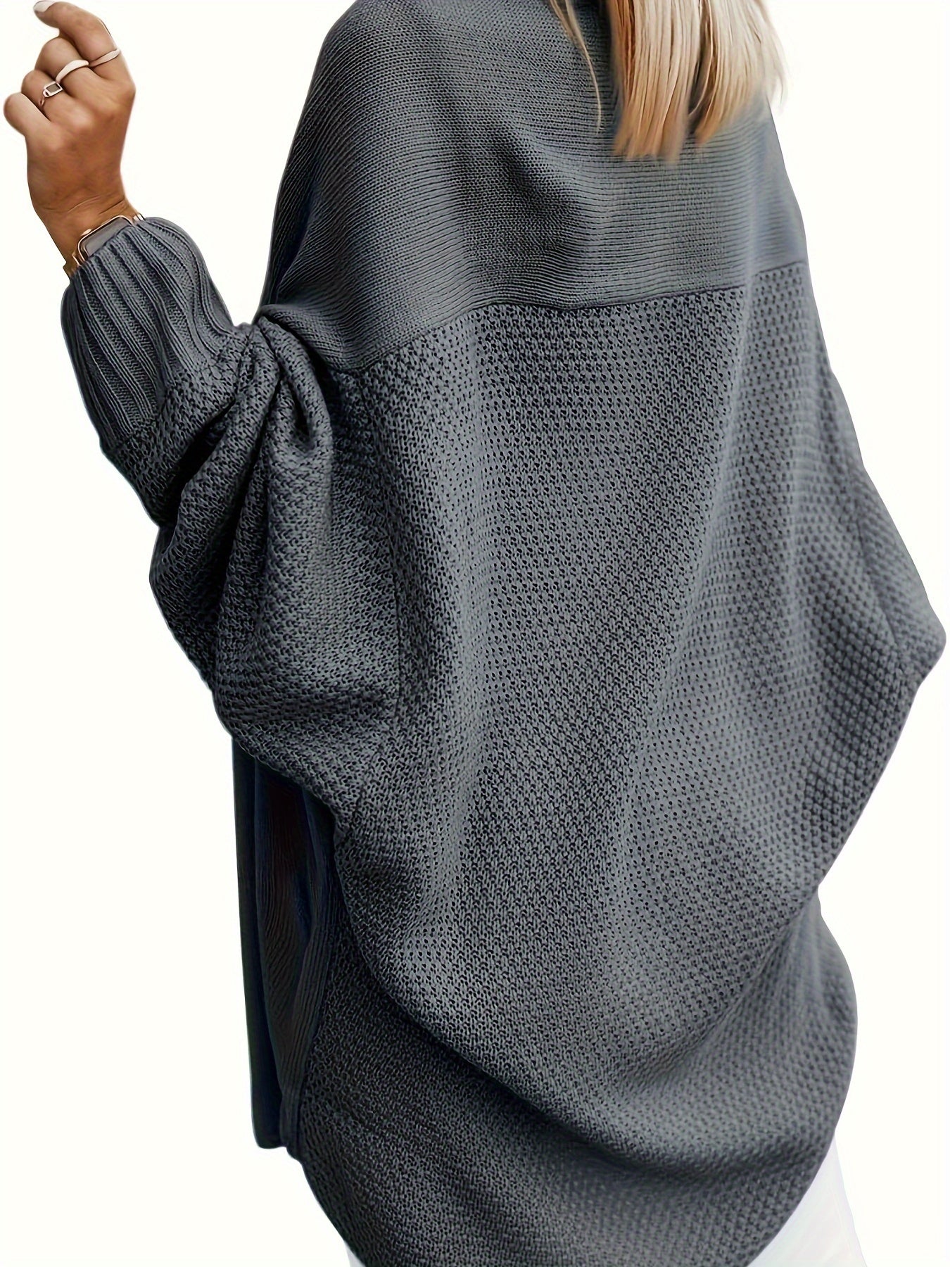Cárdigan de punto oversize para mujer – Suéter con frente abierto y mangas murciélago