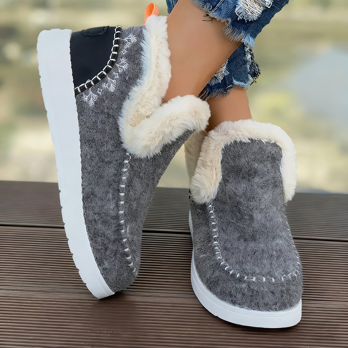 Botines de forro polar para mujer – Comodidad cálida y sin cordones para el invierno