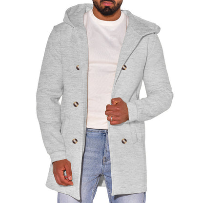 Gabardina de Lana Delgada con Capucha para Hombre – Estilo Versátil para Toda la Temporada