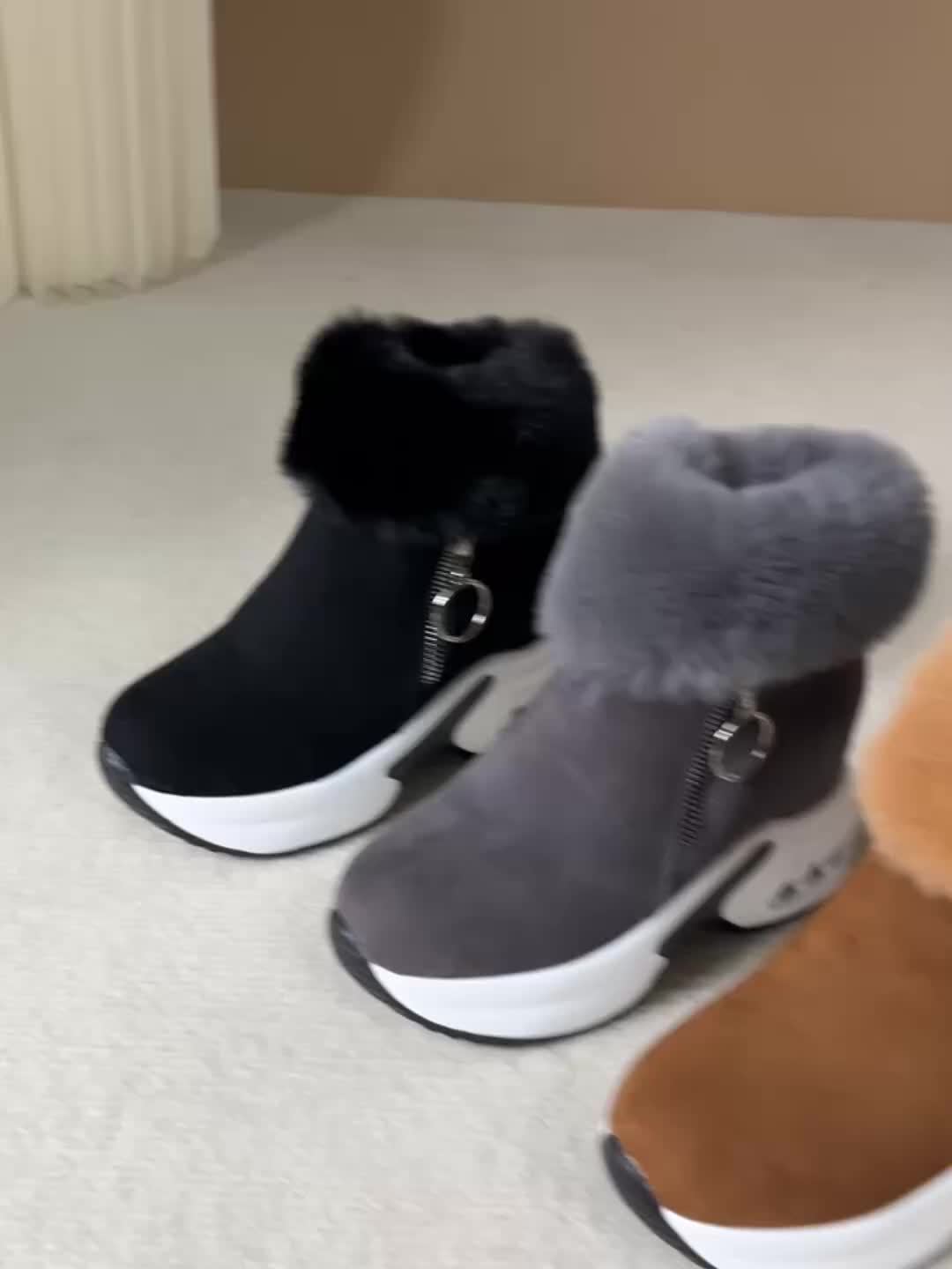 Women’s Platform Ankle Boots – Plush Lined Winter Zip Shoes