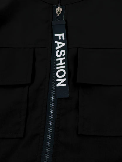 Conjunto de dos piezas con cremallera y diseño direccional – Ropa urbana informal para mujer
