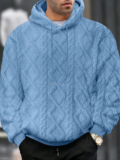 Sweat-shirt à capuche décontracté pour homme – Pull de couleur unie légèrement extensible