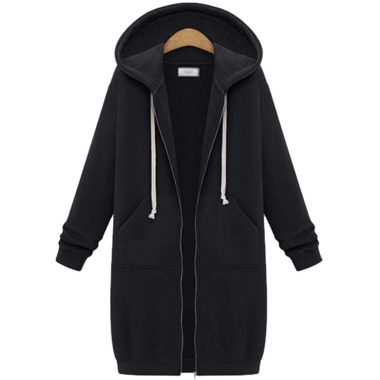 Chaqueta polar con capucha para mujer Loom & Soul – Abrigo largo con cremallera y forro suave, ropa de abrigo casual y cálida