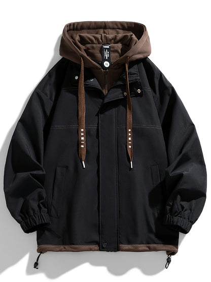 Chaqueta con cremallera y bloques de color para hombre Loom & Soul – Cortavientos ligero con capucha