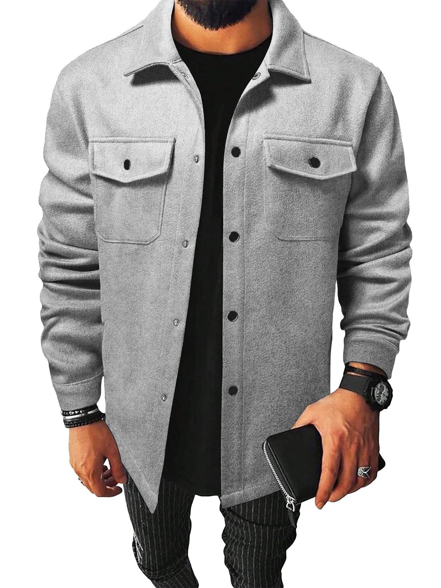 Cárdigan informal grueso para hombre Loom & Soul – Camisa de manga larga estilo británico