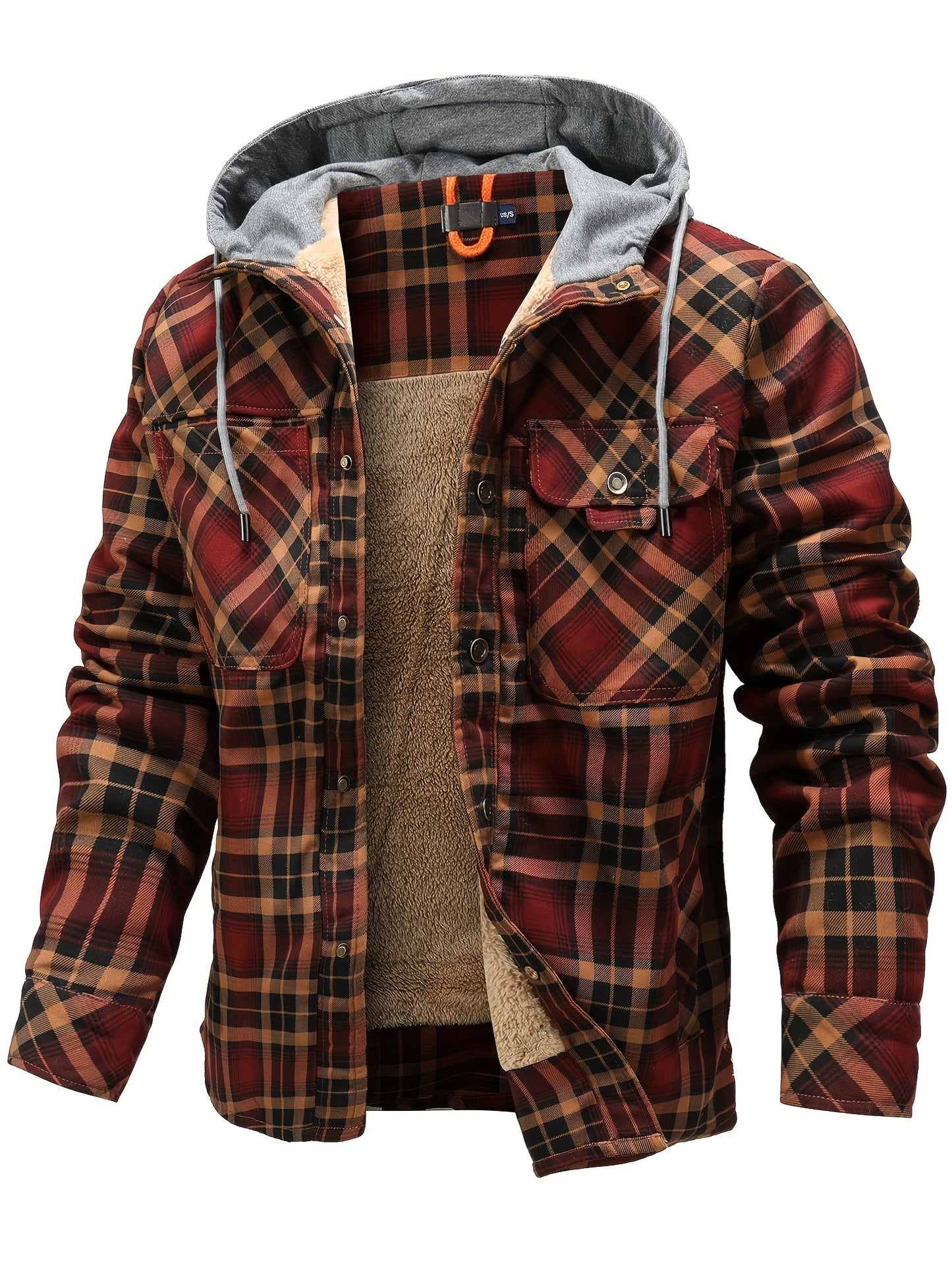 Veste à capuche en flanelle écossaise pour homme – Manteau en tartan à boutonnage asymétrique