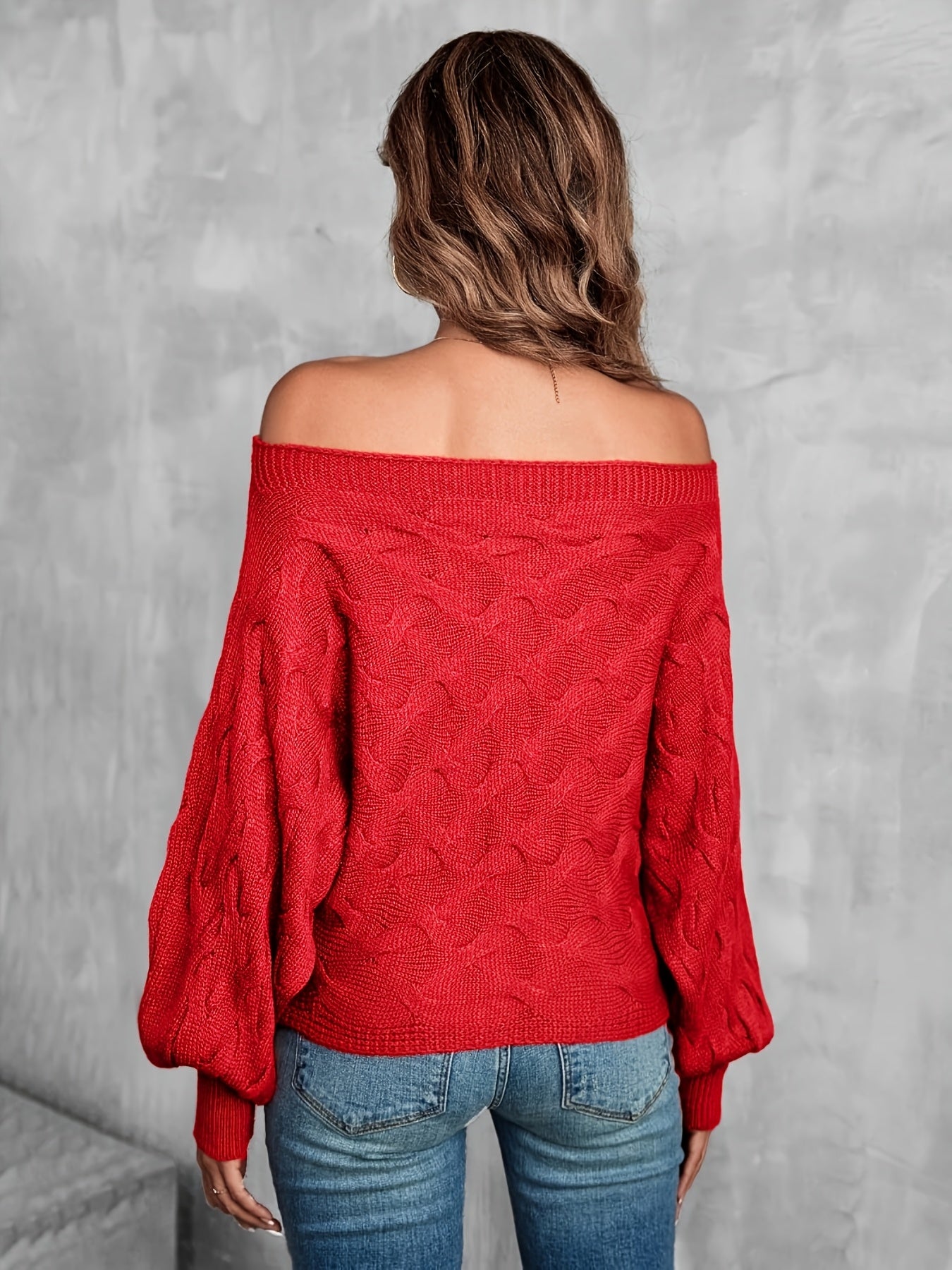 Suéter murciélago para mujer con hombros descubiertos – Tejido holgado para todas las estaciones