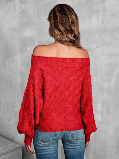 Suéter murciélago para mujer con hombros descubiertos – Tejido holgado para todas las estaciones
