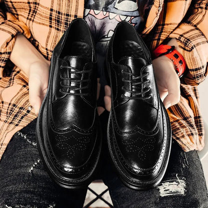 Zapatos de vestir casuales para hombre Loom & Soul™ - Zapatos de vestir británicos estilo coreano en cuero de microfibra de primera calidad