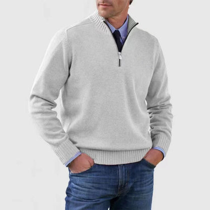 Suéter de cuello alto para hombre Loom & Soul™ – Jersey de punto de invierno ajustado con cremallera en el cuello