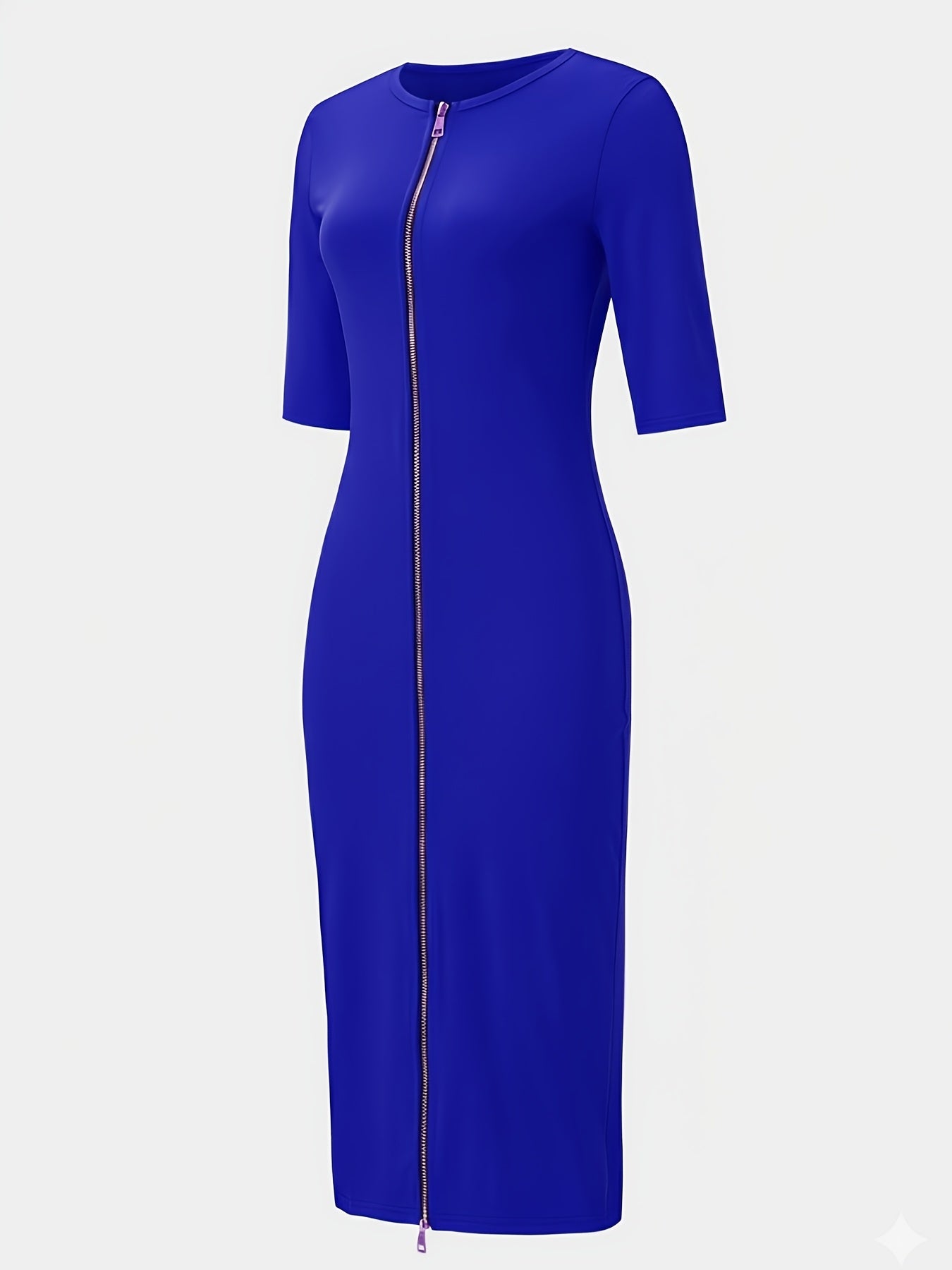 Vestido midi ajustado con cuello barco – Vestido elegante de manga corta con corte entallado