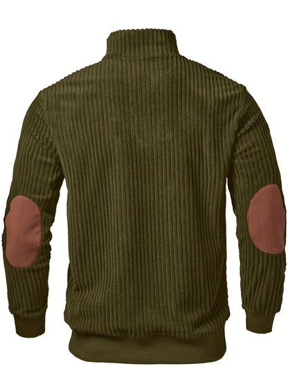 Jersey retro de cuello alto y media cremallera para hombre – Cálido y de canalé