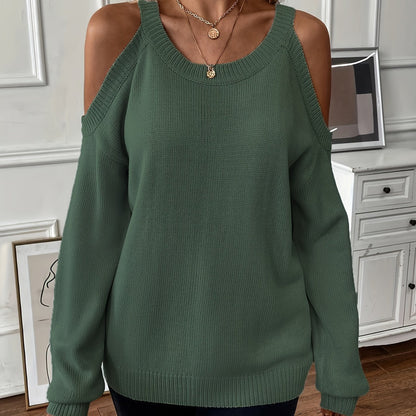 Suéter de punto suave para otoño/invierno con cuello redondo elegante para mujer