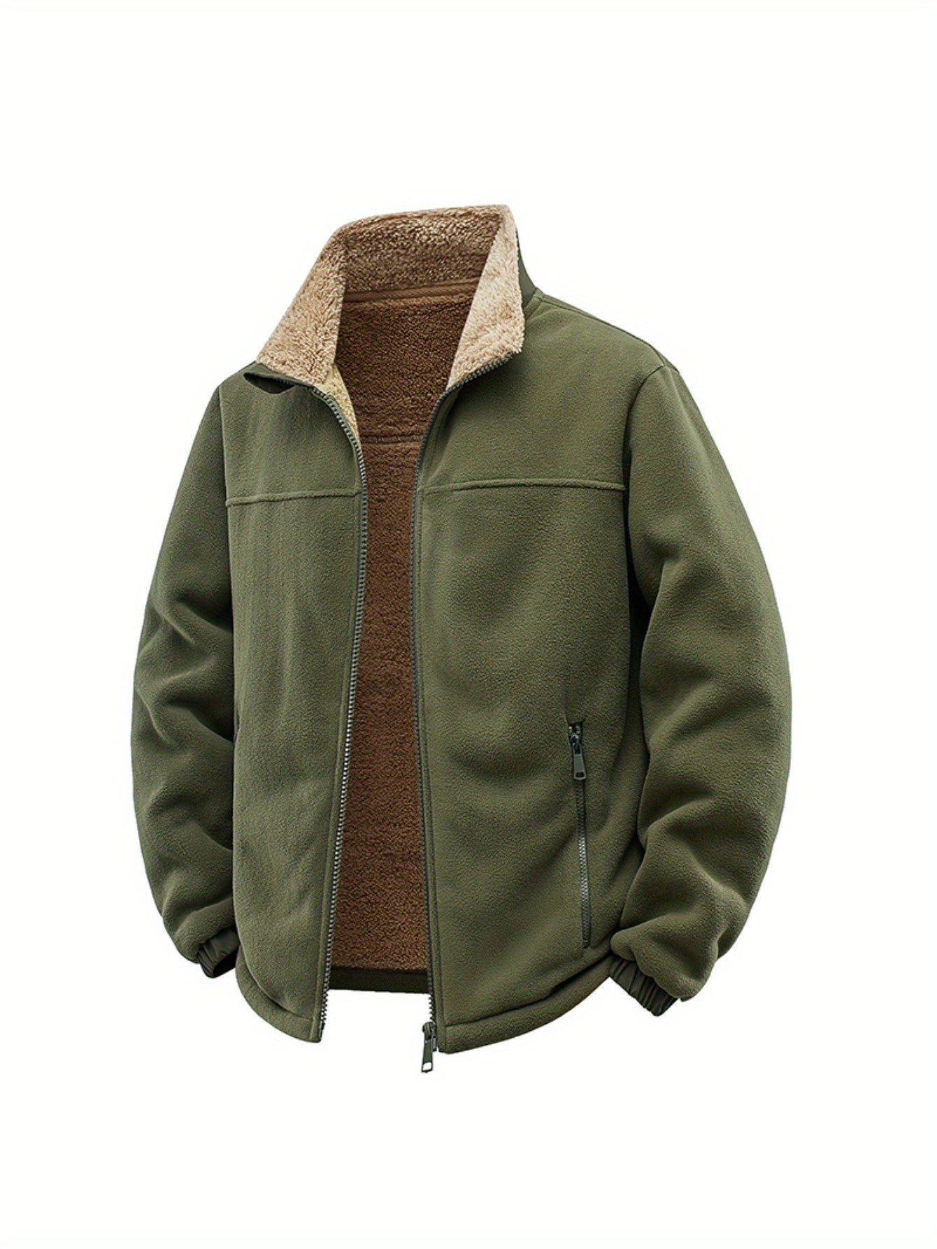 Men’s Fleece Zip Jacket – Warm Wind-Resistant Fall Winter Coat