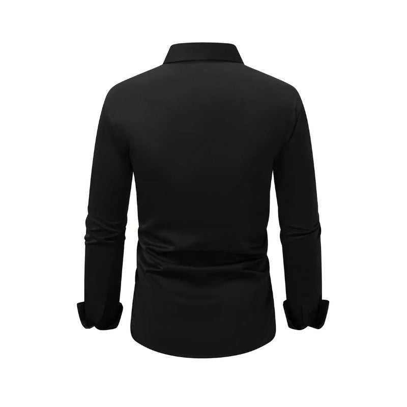 Camisa de manga larga con botones para hombre Loom & Soul™ – Top informal y de negocios de terciopelo de color liso