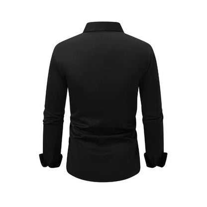Camisa de manga larga con botones para hombre Loom & Soul™ – Top informal y de negocios de terciopelo de color liso