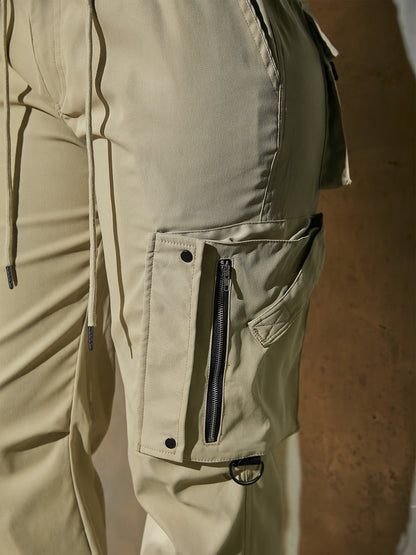 Pantalones cargo de mujer con cordón ajustable – Corte casual urbano con múltiples bolsillos
