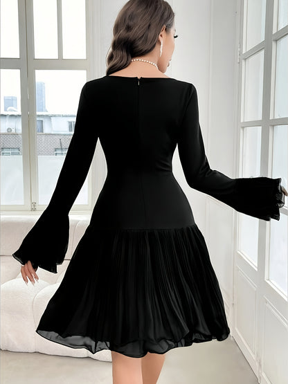 Burgundy Bardot Ruffle Dress – Elegant Vintage Party Midi Dress