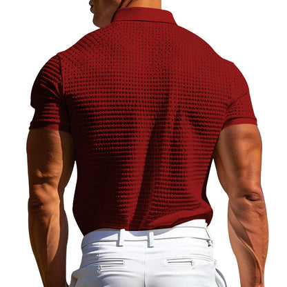 Polo para hombre Loom & Soul™ con textura de gofre – Camisa de verano de manga corta, corte entallado y solapa