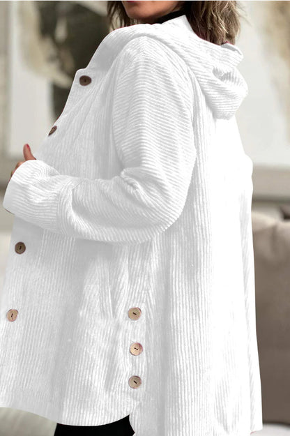 Chaqueta de pana con capucha para mujer – Abrigo cálido informal de longitud media