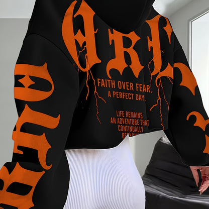 Faith Over Fear Hoodie – Black & Pink Gothic Lettering Loose Fit Sweatshirt