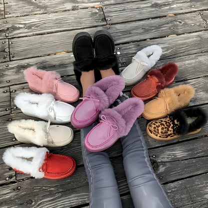 Women’s Plush Platform Snow Boots – Cozy Bow Winter Shoes