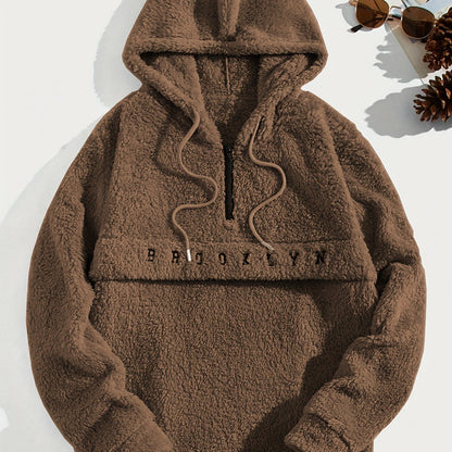 Sweat à capuche en molleton doux pour hommes – Demi-zip « Brooklyn » Pull d'hiver