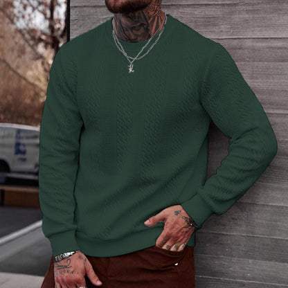 Sudadera con capucha y cuello redondo Jacquard para hombre – Parte superior ligera de corte holgado