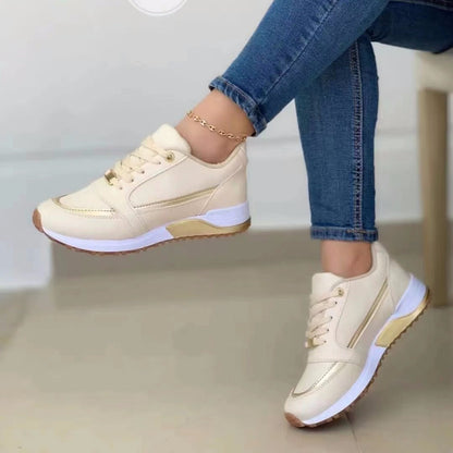 Zapatillas planas con cordones para mujer Loom & Soul™ – Zapatos informales transpirables de PU charol con suela suave de PU