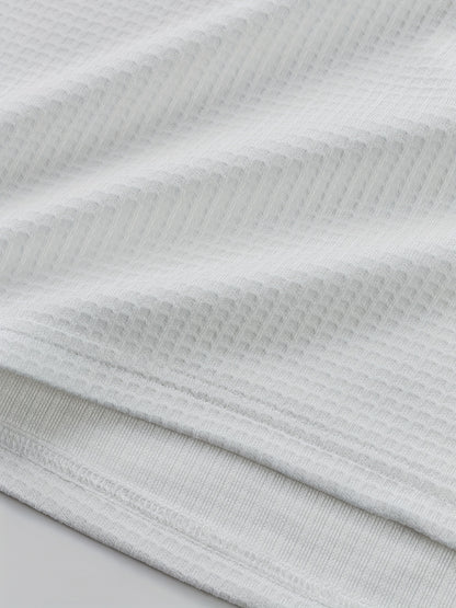 Chemise Henley gaufrée pour homme – Haut boutonnée toutes saisons blanc et noir