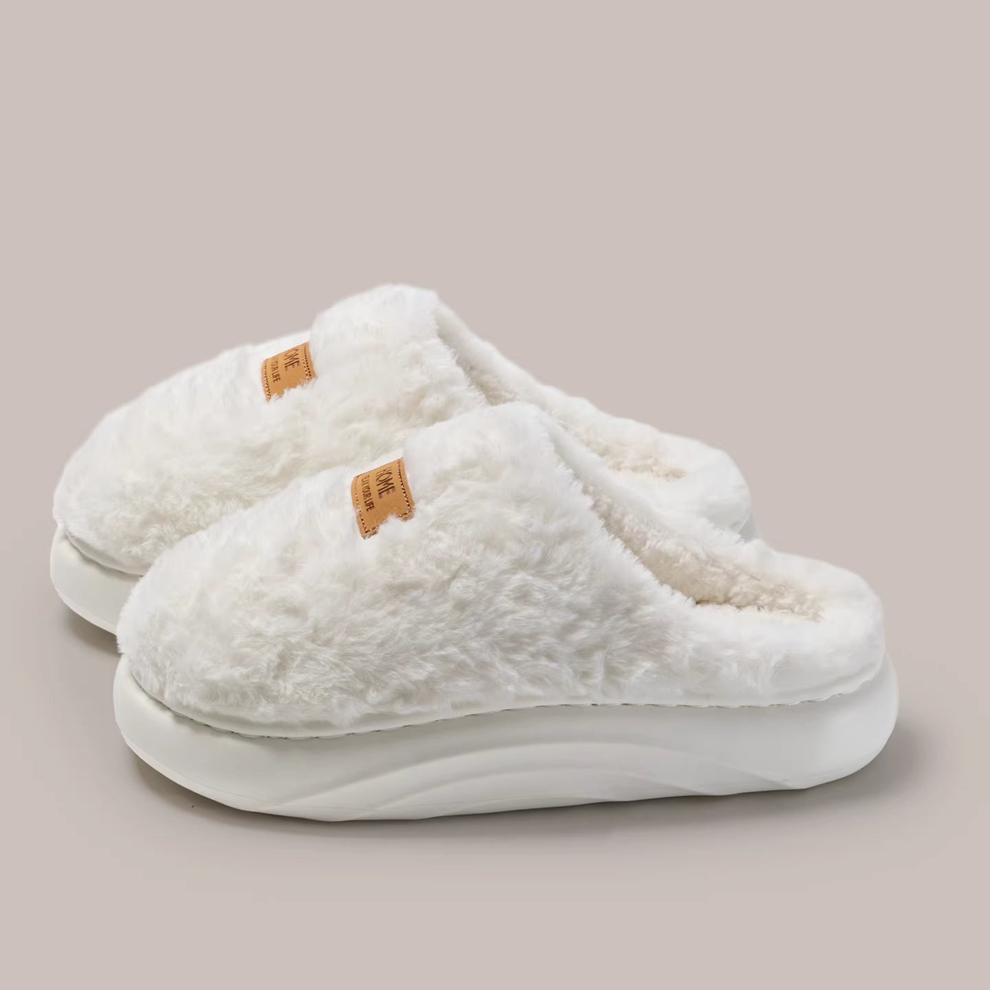 Plush Cotton Home Slippers – Thick Sole Warm Comfort Slides