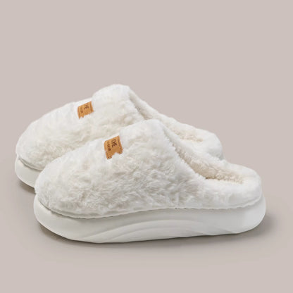 Plush Cotton Home Slippers – Thick Sole Warm Comfort Slides