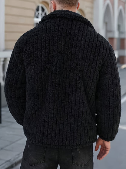 Chaqueta de Franela con Botones para Hombre – Abrigo Casual de Solapa para Invierno