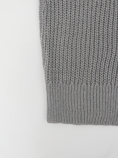 Elegante cárdigan acanalado con cuello en V profundo – Suéter de punto de otoño/invierno para mujer