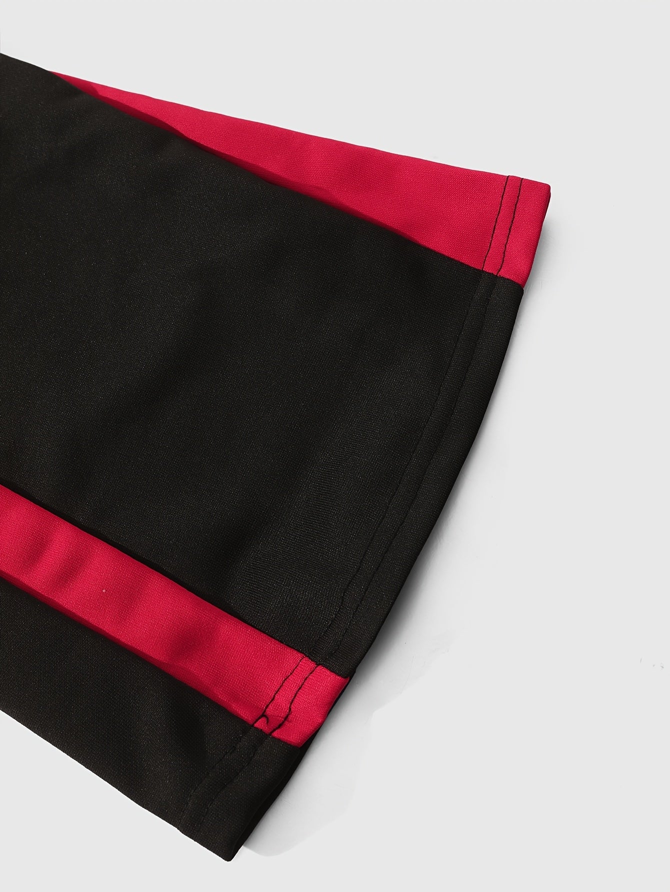 Pantalones Acampanados Negros para Hombre – Pantalones de Calle con Estampado de Cruz y Raya Roja