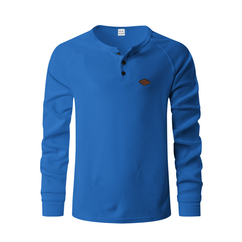Men’s Waffle Henley Long Sleeve – Quick-Dry Raglan Loose Fit