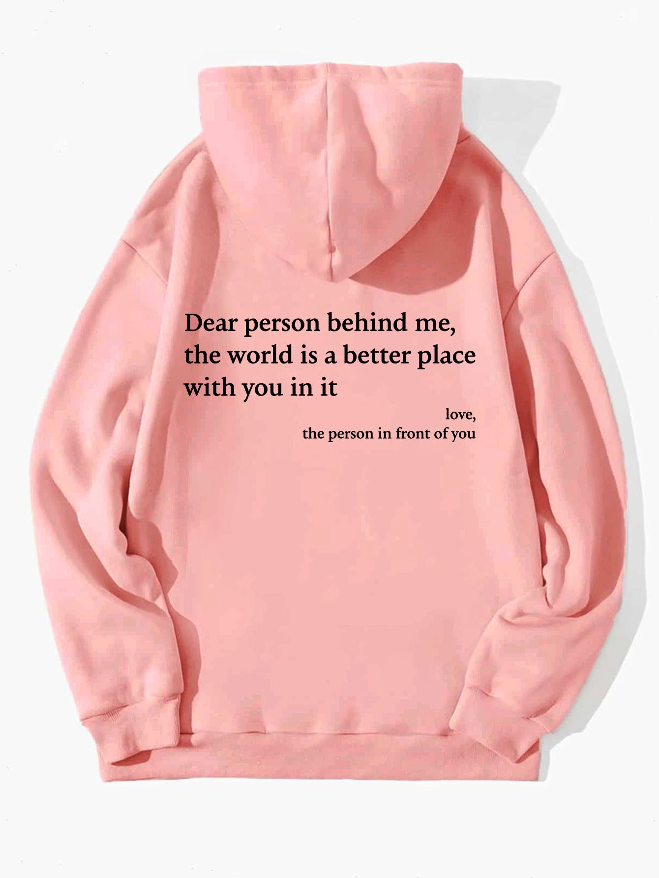 Sudadera con capucha Loom & Soul «Dear Person Behind Me» – Suéter afelpado estampado para mujer con bolsillo canguro y cordón ajustable en la capucha (unisex, varios colores)