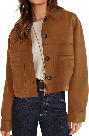 Chaqueta Corta de Ante Sintético para Mujer – Estilo Ligero para el Viaje Diario