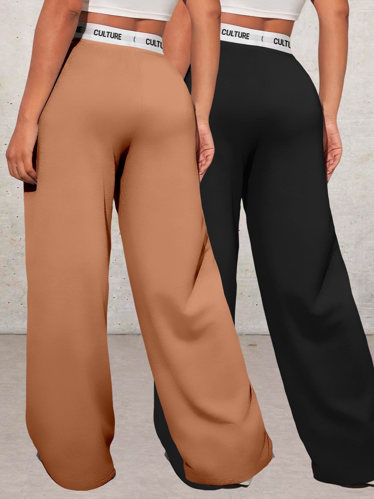 Conjunto de dos piezas con estampado geométrico de amor para mujer – Pantalones de cintura alta y pierna ancha