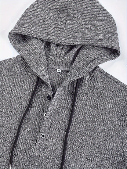 Chemisier Henley côtelé pour homme – Haut tricoté doux à manches longues pour l'automne