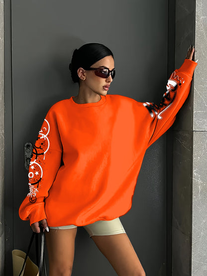 Sudadera con letras de grafiti para mujer – Jersey artístico negro para otoño/invierno