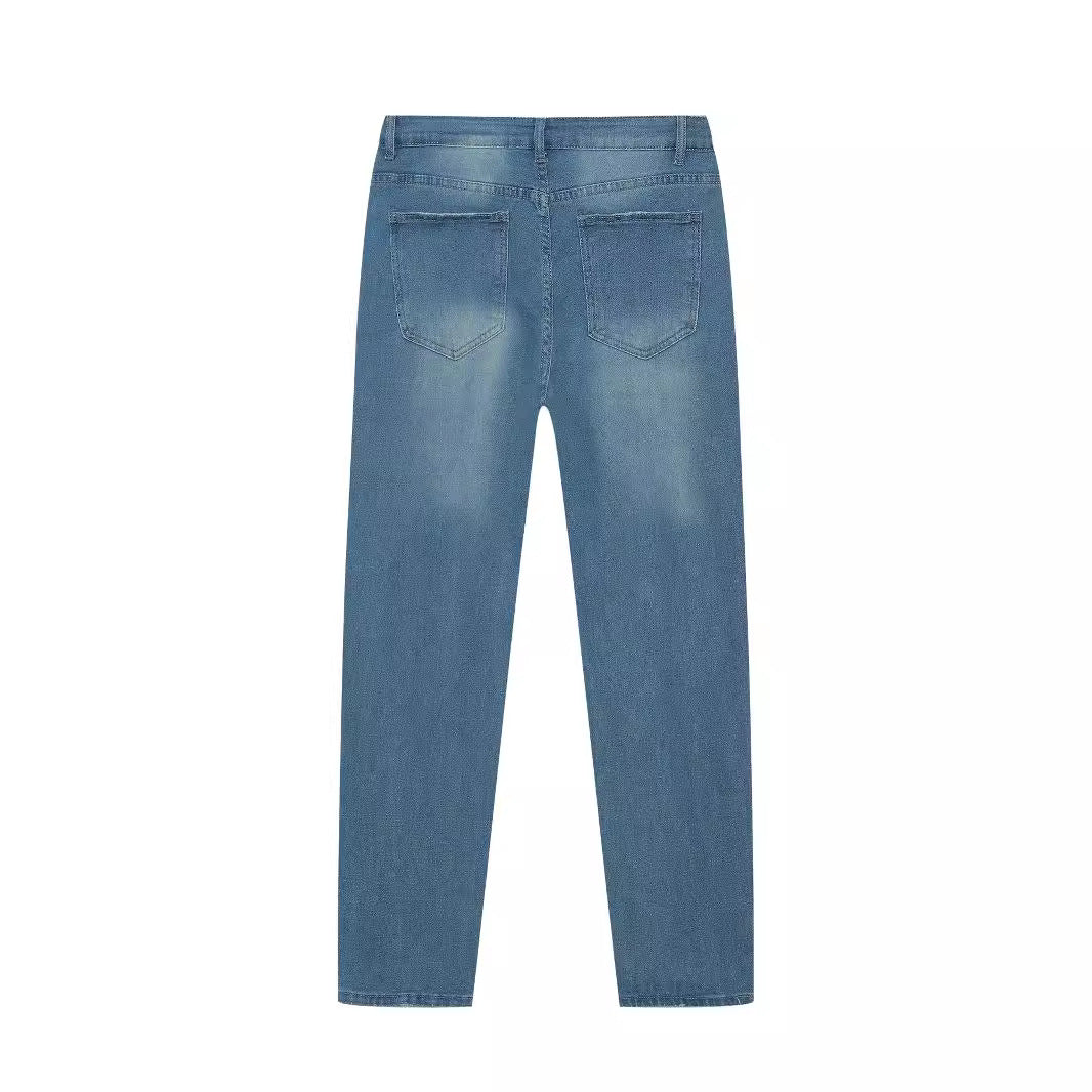 Vaqueros pitillo para hombre – Vaqueros casual ajustados elásticos de mezclilla azul