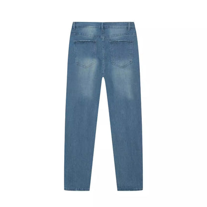 Vaqueros pitillo para hombre – Vaqueros casual ajustados elásticos de mezclilla azul