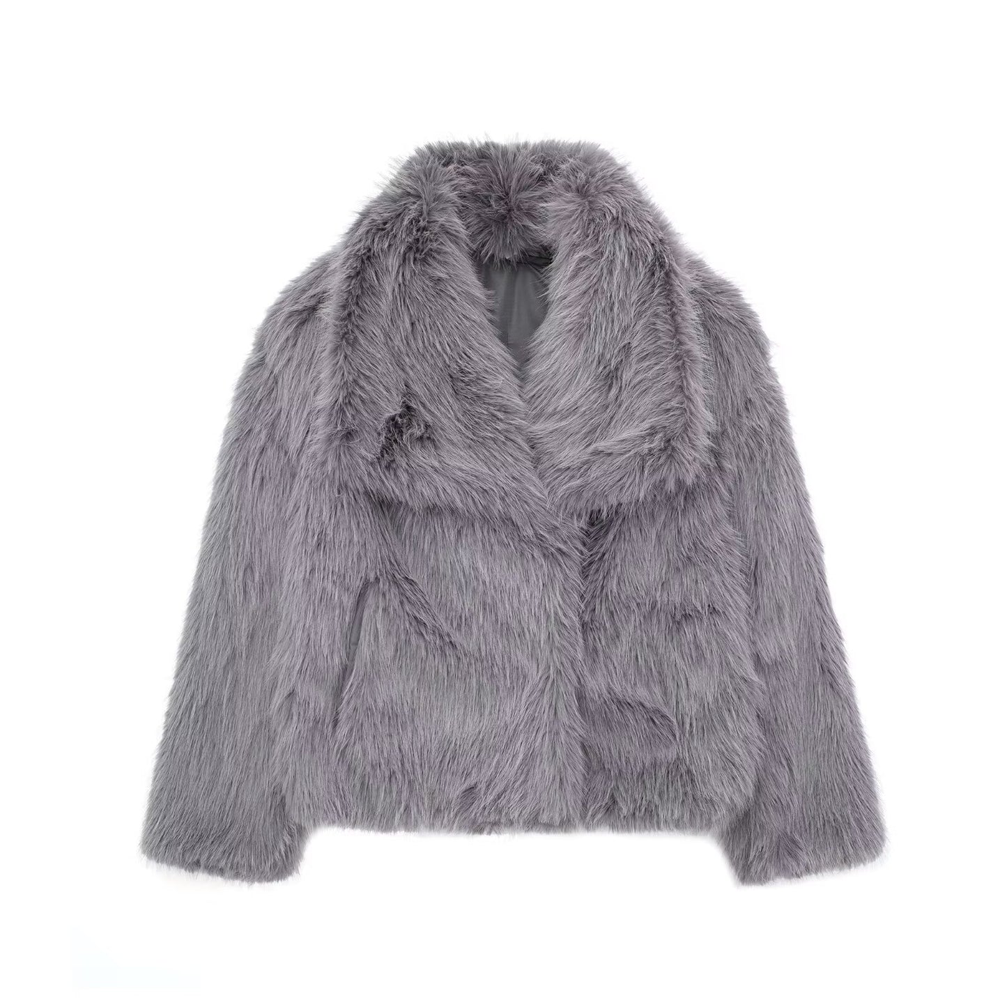 Abrigo de felpa con solapa mullida Loom & Soul™ – Chaqueta de invierno cálida para mujer para una comodidad elegante y sin esfuerzo
