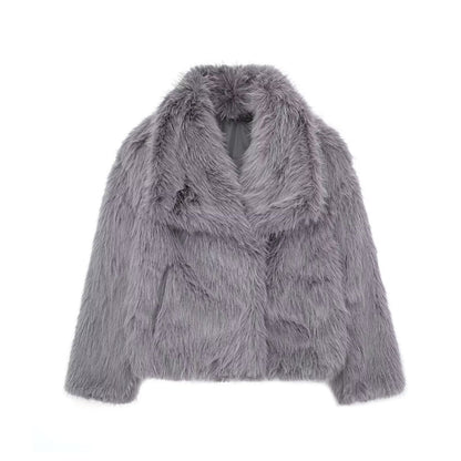 Abrigo de felpa con solapa mullida Loom & Soul™ – Chaqueta de invierno cálida para mujer para una comodidad elegante y sin esfuerzo