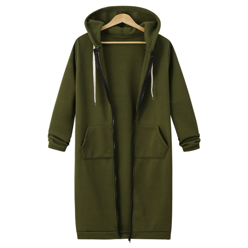 Chaqueta polar con capucha para mujer Loom & Soul – Abrigo largo con cremallera y forro suave, ropa de abrigo casual y cálida