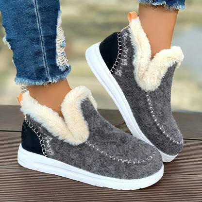 Botines de forro polar para mujer – Comodidad cálida y sin cordones para el invierno