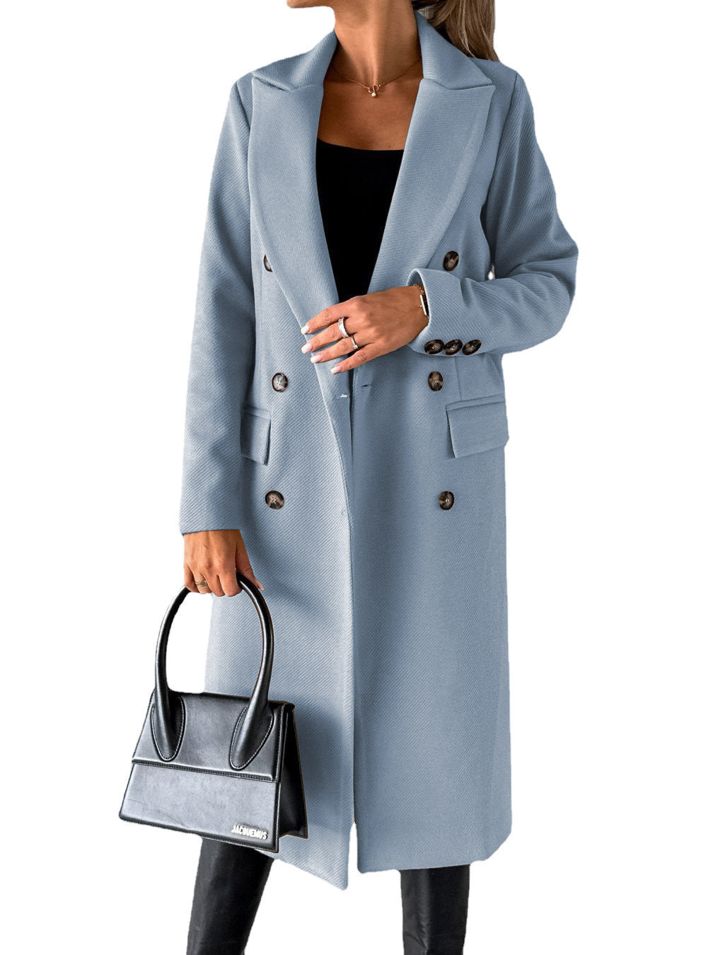 Abrigo de solapa cruzado Loom & Soul™ – Chaqueta larga de invierno ajustada para mujer para un estilo urbano sin esfuerzo