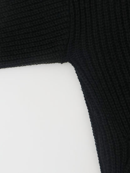 Elegante cárdigan acanalado con cuello en V profundo – Suéter de punto de otoño/invierno para mujer